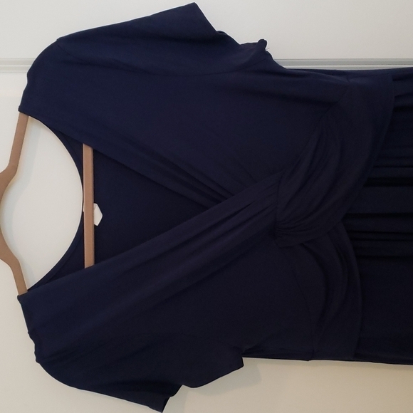 Pinkblush Maternity V-Neck Short Sleeved Dress Navy Blue - Size 2XL - Picture 3 of 8